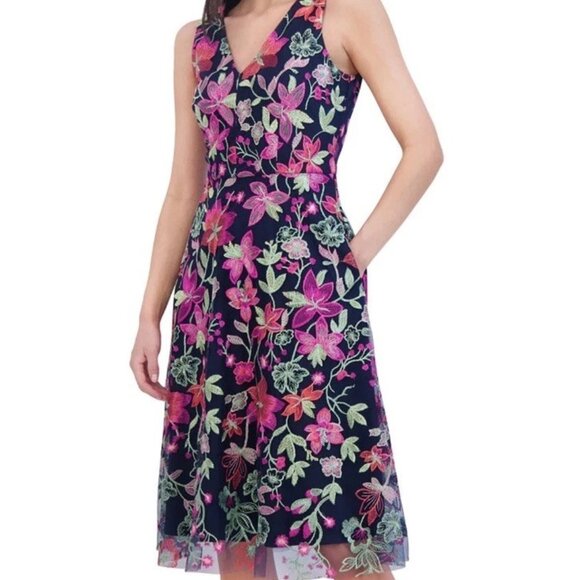 NWT! Jessica Howard Dress! ONLY $69! RETAL $148! Embroidered florals Sz 12 - Picture 1 of 3